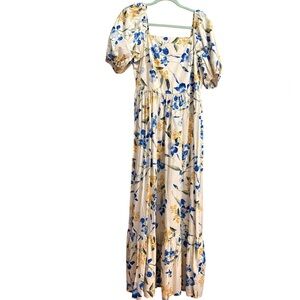 Express Floral Puff Sleeve Smocked Maxi Dress – Size M